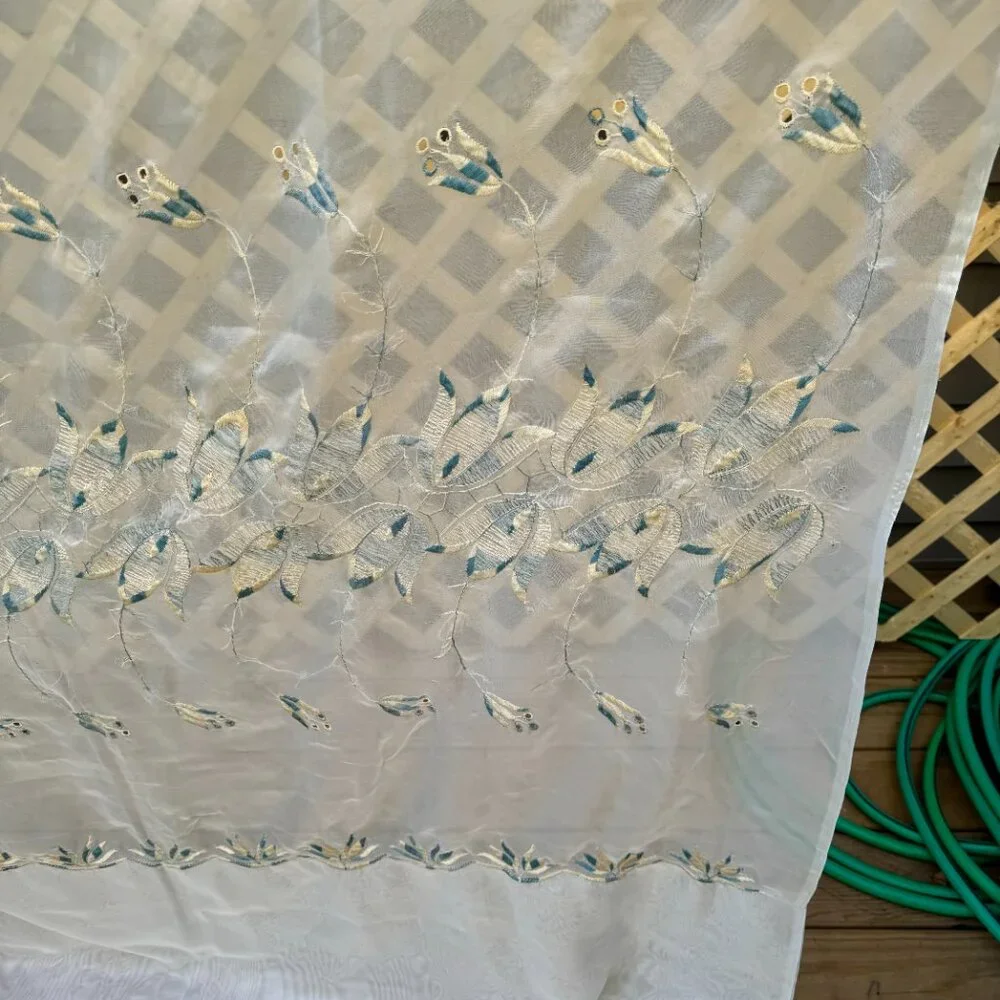 Vintage Embroidered Curtain Panel